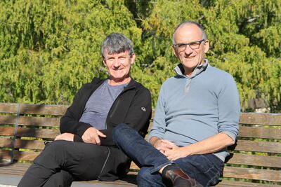 Two Mathematicians sitting on a bench